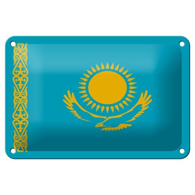 Blechschild Flagge Kasachstans 18x12cm Flag of Kazakhstan Dekoration