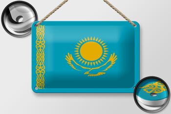 Signe en étain drapeau du Kazakhstan 18x12cm, décoration du drapeau du Kazakhstan 2
