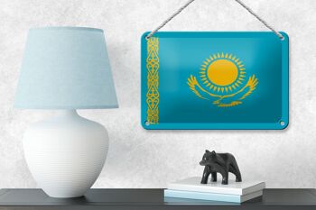 Signe en étain drapeau du Kazakhstan 18x12cm, décoration du drapeau du Kazakhstan 4