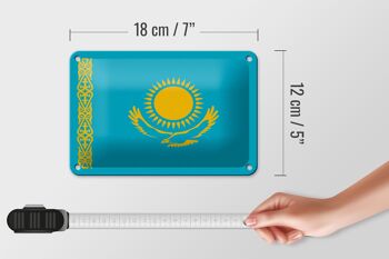 Signe en étain drapeau du Kazakhstan 18x12cm, décoration du drapeau du Kazakhstan 5