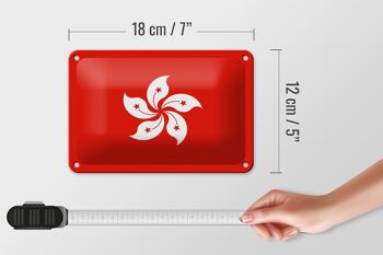 Signe en étain drapeau de Hong Kong 18x12cm, décoration de drapeau de Hong Kong 5