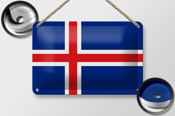 Signe en étain drapeau de l'islande 18x12cm, décoration du drapeau de l'islande 2