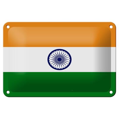 Cartel de chapa con bandera de la India, 18x12cm, decoración de la bandera de la India