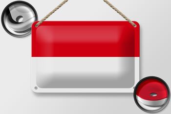 Signe en étain drapeau de l'indonésie, 18x12cm, décoration du drapeau de l'indonésie 2