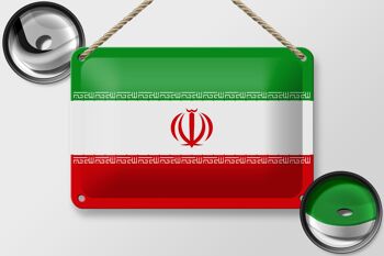 Signe en étain drapeau de l'iran 18x12cm, décoration du drapeau de l'iran 2