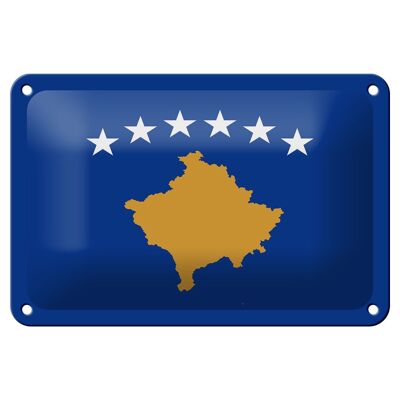 Cartel de hojalata Bandera de Kosovo, 18x12cm, decoración de la bandera de Kosovo
