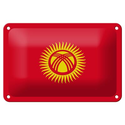 Blechschild Flagge Kirgisistans 18x12cm Flag of Kyrgyzstan Dekoration