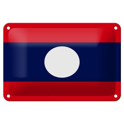Signe en étain drapeau du Laos 18x12cm, décoration du drapeau du Laos