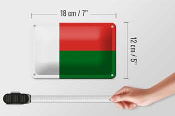 Signe en étain drapeau de Madagascar 18x12cm, décoration de drapeau de Madagascar 5