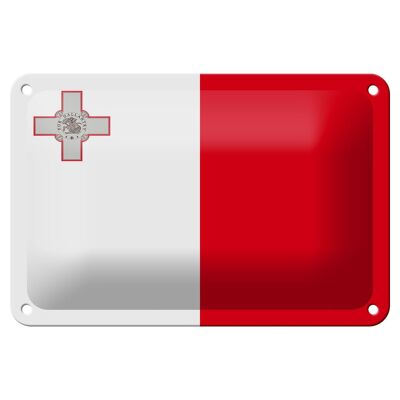 Cartel de chapa Bandera de Malta 18x12cm Bandera de Malta Decoración