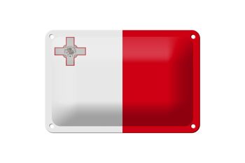 Signe en étain drapeau de Malte 18x12cm, décoration du drapeau de Malte 1