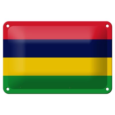 Targa in metallo Bandiera Mauritius 18x12 cm Decorazione bandiera di Mauritius