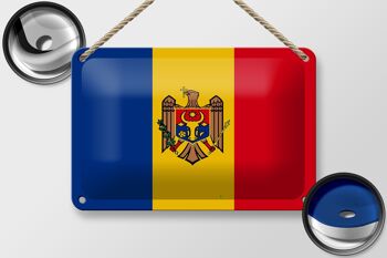 Drapeau de la Moldavie en étain, 18x12cm, décoration du drapeau de la Moldavie 2
