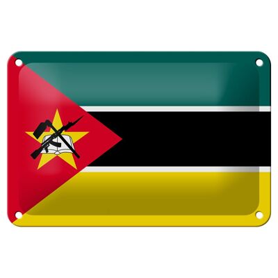 Signe en étain drapeau du Mozambique 18x12cm, décoration du drapeau du Mozambique