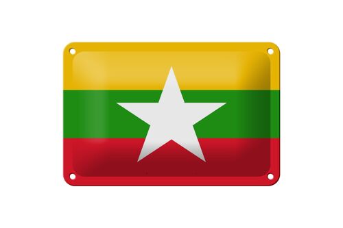 Blechschild Flagge Myanmars 18x12cm Flag of Myanmar Dekoration