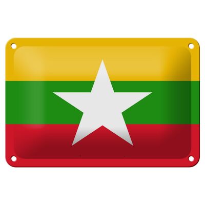Targa in metallo Bandiera del Myanmar 18x12 cm Decorazione bandiera del Myanmar