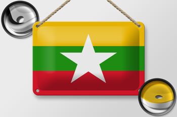 Panneau métallique drapeau du Myanmar 18x12cm, décoration du drapeau du Myanmar 2