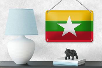 Panneau métallique drapeau du Myanmar 18x12cm, décoration du drapeau du Myanmar 4