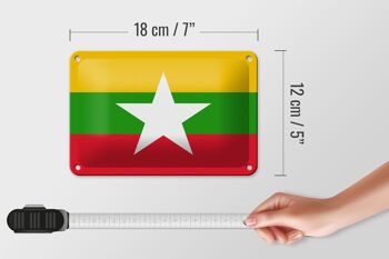 Panneau métallique drapeau du Myanmar 18x12cm, décoration du drapeau du Myanmar 5