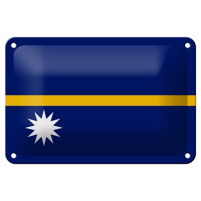 Signe en étain drapeau de Nauru 18x12cm, décoration du drapeau de Nauru