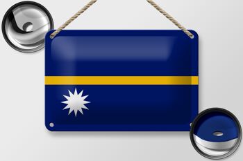 Signe en étain drapeau de Nauru 18x12cm, décoration du drapeau de Nauru 2