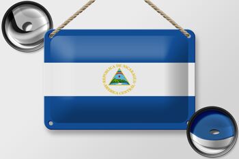 Signe en étain drapeau du Nicaragua 18x12cm, décoration du drapeau du Nicaragua 2