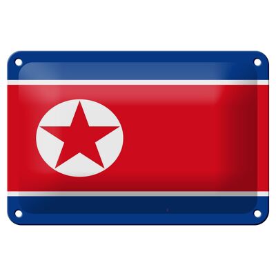 Cartel de chapa con bandera de Corea del Norte, decoración de bandera de Corea del Norte, 18x12cm