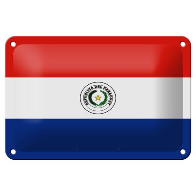 Cartel de chapa Bandera de Paraguay 18x12cm Bandera de Paraguay Decoración