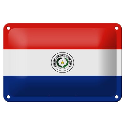 Blechschild Flagge Paraguays 18x12cm Flag of Paraguay Dekoration