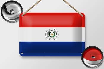 Signe en étain drapeau du Paraguay 18x12cm, décoration du drapeau du Paraguay 2