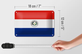 Signe en étain drapeau du Paraguay 18x12cm, décoration du drapeau du Paraguay 5