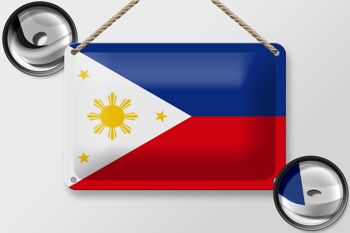 Drapeau des Philippines en étain, 18x12cm, décoration du drapeau des Philippines 2