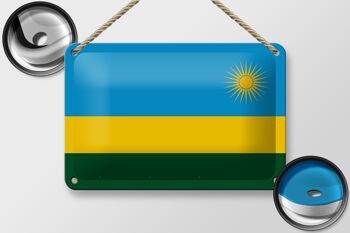 Signe en étain drapeau du Rwanda 18x12cm, décoration du drapeau du Rwanda 2