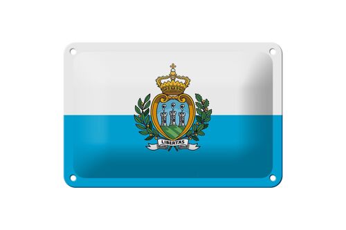Blechschild Flagge San Marinos 18x12cm Flag of San Marino Dekoration