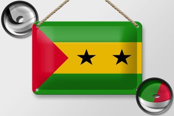 Panneau en tôle drapeau São Tomé et Príncipe 18x12cm décoration São Tomé 2
