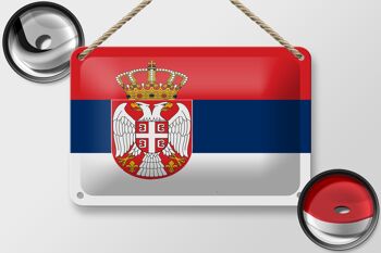 Signe en étain drapeau de la serbie 18x12cm, décoration du drapeau de la serbie 2
