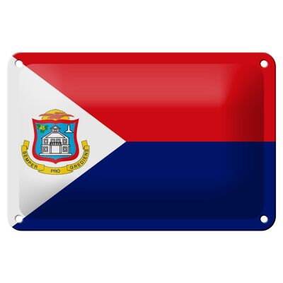 Signe en étain drapeau de saint-martin 18x12cm, décoration de drapeau de saint-martin