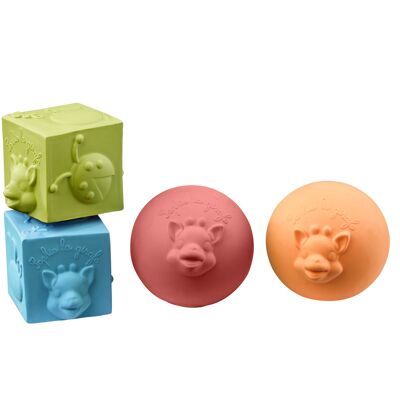Set 2 balls + 2 cubes So'pure Sophie la girafe
 (made from 100% natural rubber)