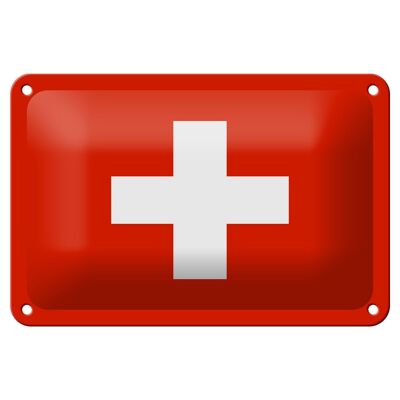 Targa in metallo Bandiera Svizzera 18x12 cm Decorazione bandiera della Svizzera