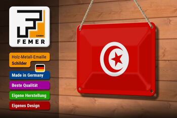 Signe en étain drapeau de la tunisie, 18x12cm, décoration du drapeau de la tunisie 3