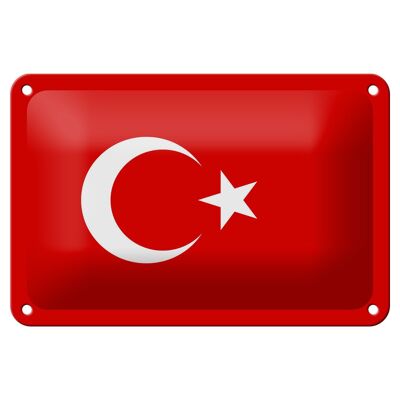Bandera de cartel de Metal Türkiye, 18x12cm, decoración de bandera de Turquía