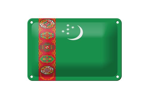 Blechschild Flagge Turkmenistans 18x12cm Flag Turkmenistan Dekoration