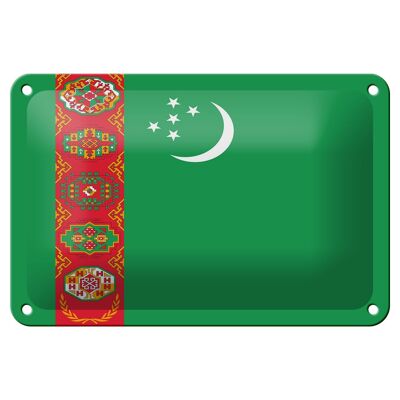 Blechschild Flagge Turkmenistans 18x12cm Flag Turkmenistan Dekoration