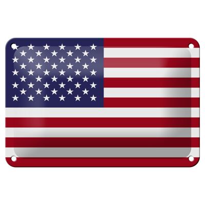 Cartel de chapa con bandera de Estados Unidos, 18x12cm, decoración de Estados Unidos