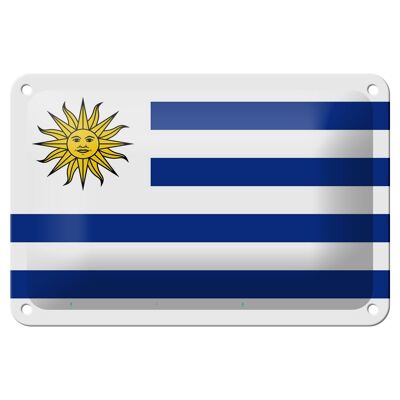 Signe en étain drapeau de l'uruguay, 18x12cm, décoration du drapeau de l'uruguay