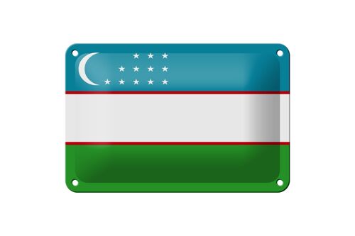 Blechschild Flagge Usbekistans 18x12cm Flag of Uzbekistan Dekoration