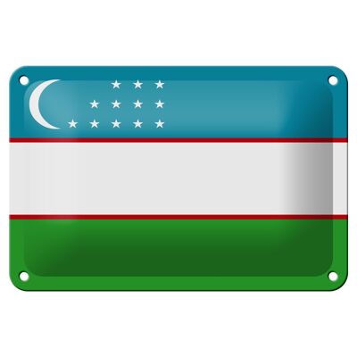 Letrero de hojalata Bandera de Uzbekistán 18x12cm Bandera de Uzbekistán Decoración
