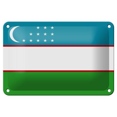 Blechschild Flagge Usbekistans 18x12cm Flag of Uzbekistan Dekoration