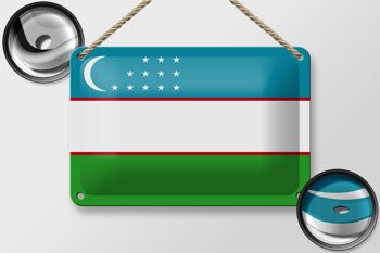 Signe en étain drapeau de l'ouzbékistan, 18x12cm, décoration du drapeau de l'ouzbékistan 2