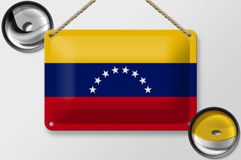 Signe en étain drapeau du Venezuela 18x12cm, décoration du drapeau du Venezuela 2